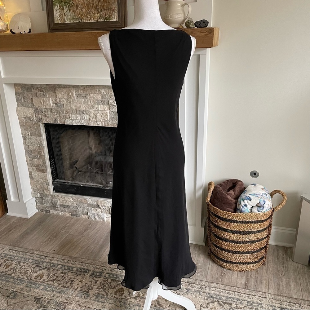 Laundry y2K Black Mesh High V-Neck Sleeveless Silk Midi Dress Women’s 8 Medium - Picture 3 of 11
